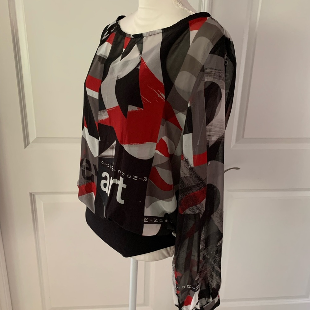 RINASCIMENTO Bodysuit with silky artistic print blouse - Picture 9 of 16